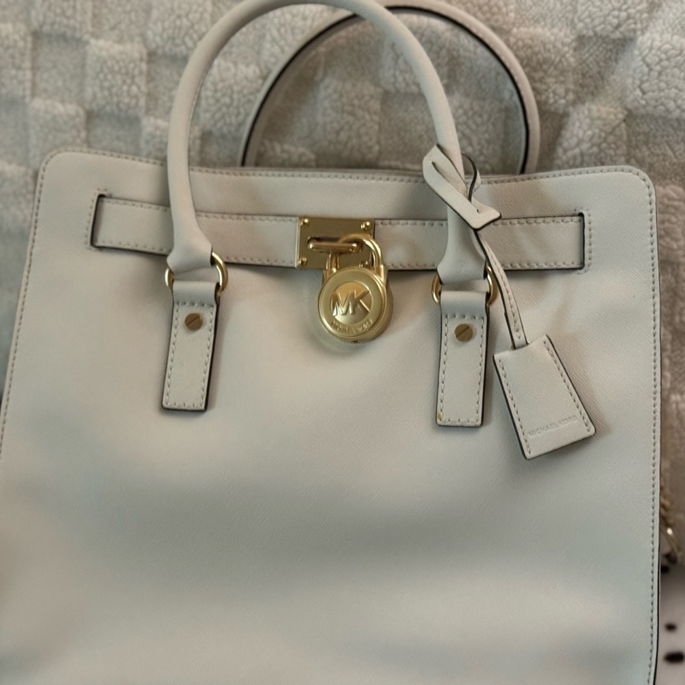 Michael Kors Cream Satchel with Gold Accents